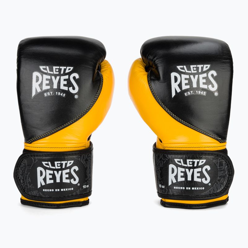 Rękawice bokserskie Cleto Reyes High Precision Training Leather black/yellow 2