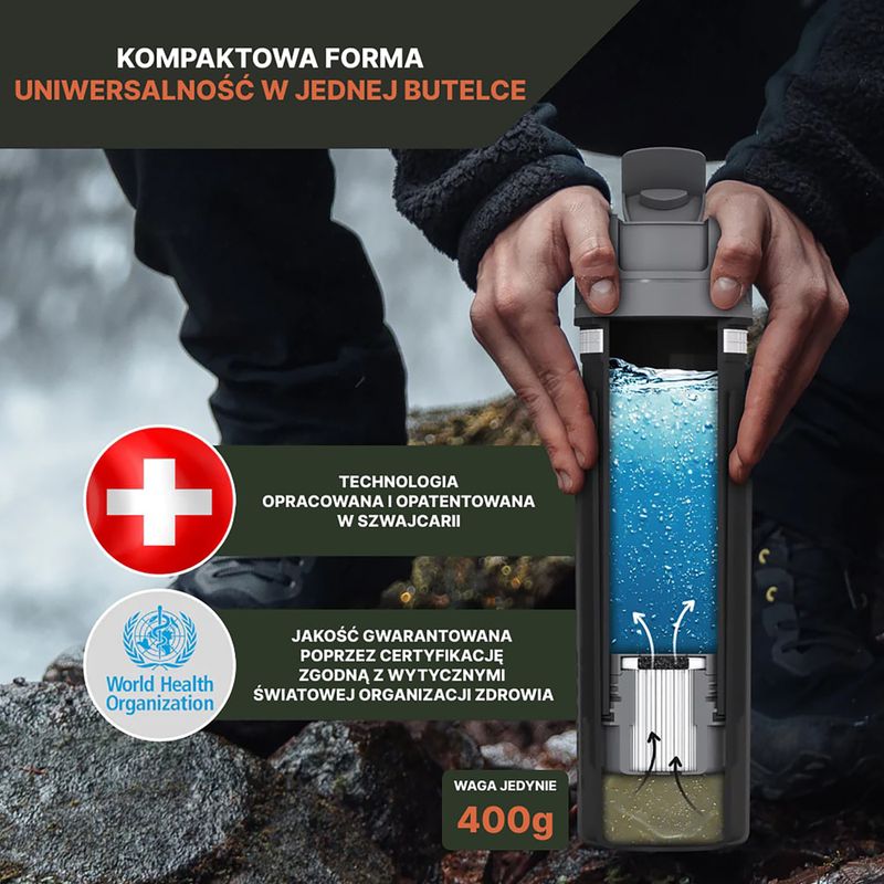 Butelka turystyczna z filtrem Bachgold Selfpress Waterfilter 500 ml czerwony 3
