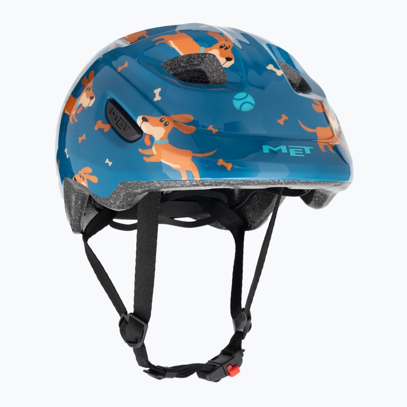 Kask rowerowy dziecięcy MET Hooray blue teckel glossy