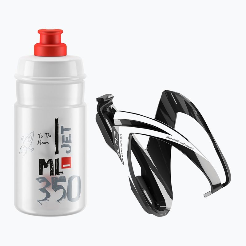 Zestaw rowerowy Elite CEO Kit Jet koszyk + bidon 350 ml black glossy/white graphics/clear/logo red