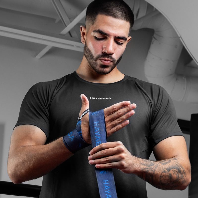 Bandaże bokserskie Hayabusa Deluxe Jacquard Handwraps 450 cm blue 4