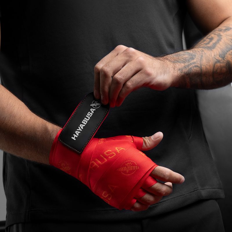 Bandaże bokserskie Hayabusa Deluxe Jacquard Handwraps 450 cm red 7