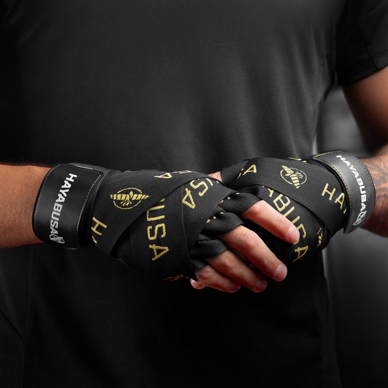 Bandaże bokserskie Hayabusa Deluxe Jacquard Handwraps 450 cm black/gold 4