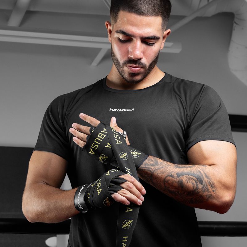 Bandaże bokserskie Hayabusa Deluxe Jacquard Handwraps 450 cm black/gold 5