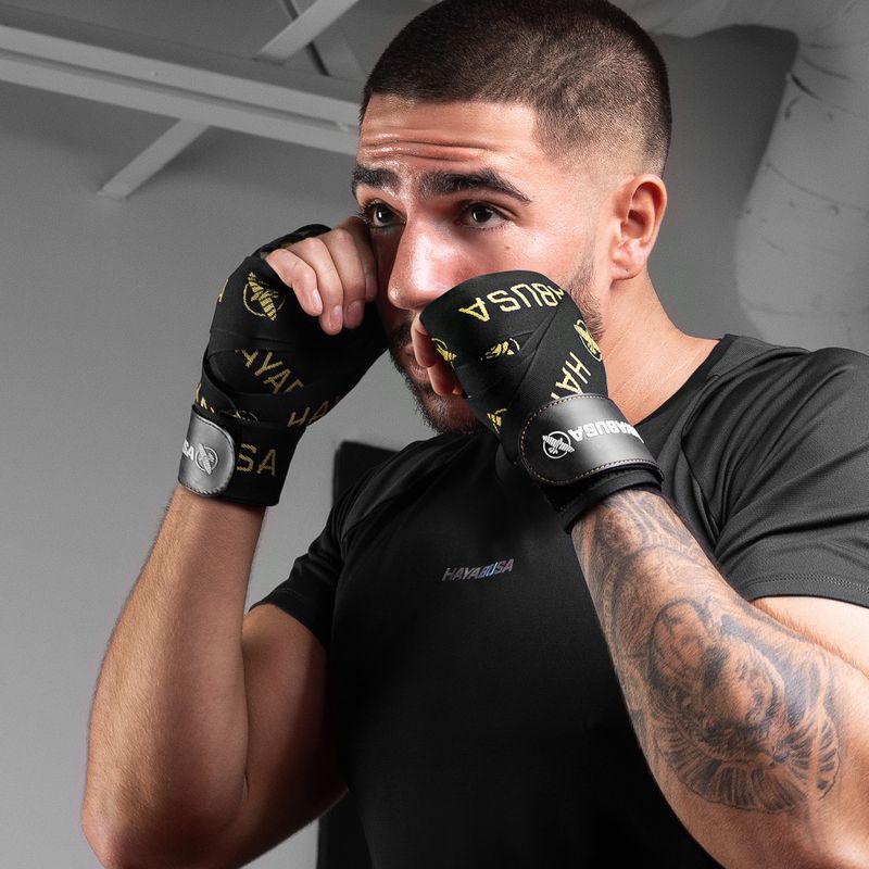 Bandaże bokserskie Hayabusa Deluxe Jacquard Handwraps 450 cm black/gold 7