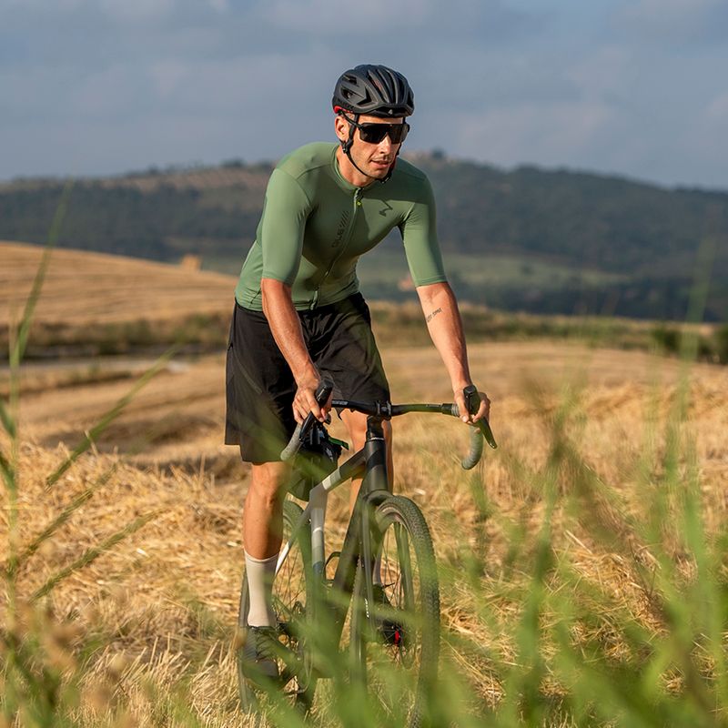 Koszulka rowerowa męska Alé Color Block Off Road army green 9