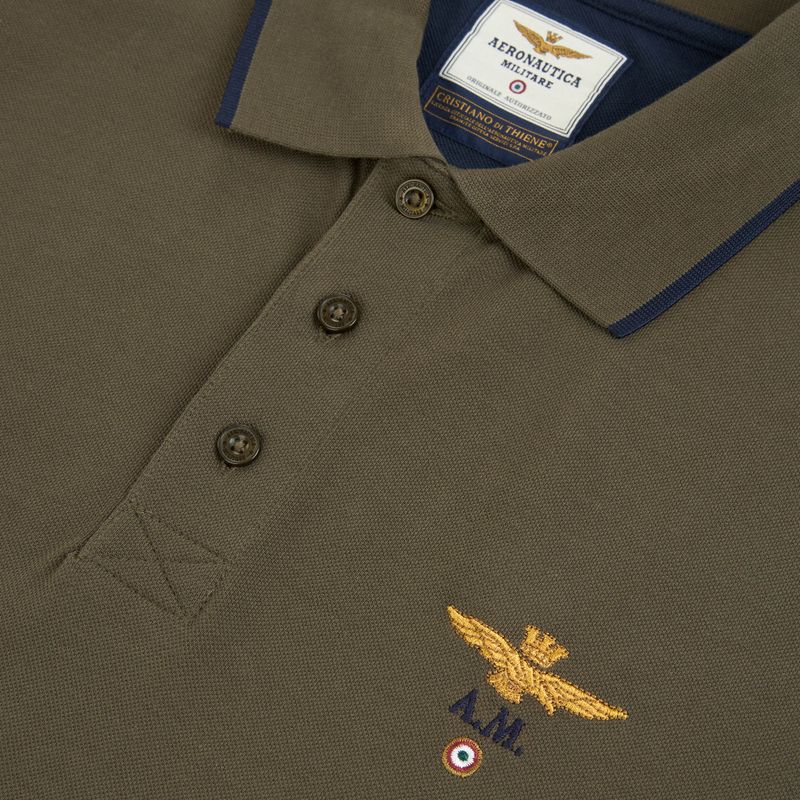 Koszulka polo męska Aeronautica Militare 262PO1308UP00082 Polo verde scuro 3