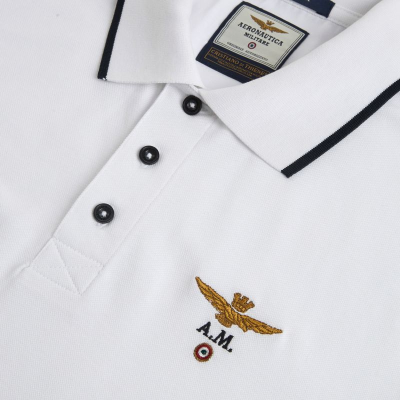 Koszulka polo męska Aeronautica Militare 262PO1308UP00082 Polo off white 3