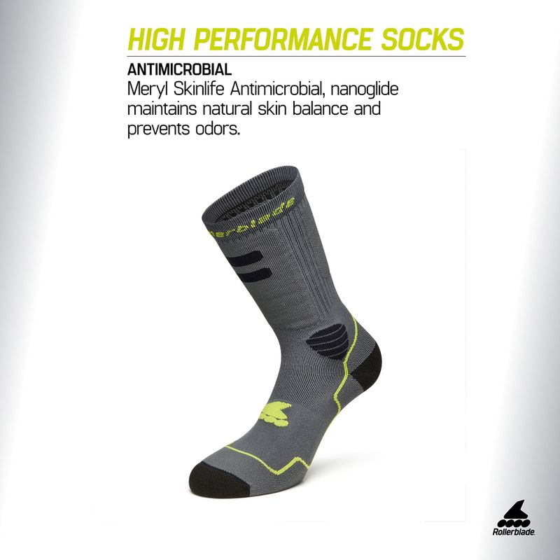 Skarpety Rollerblade High Performance anthracite/lime 2