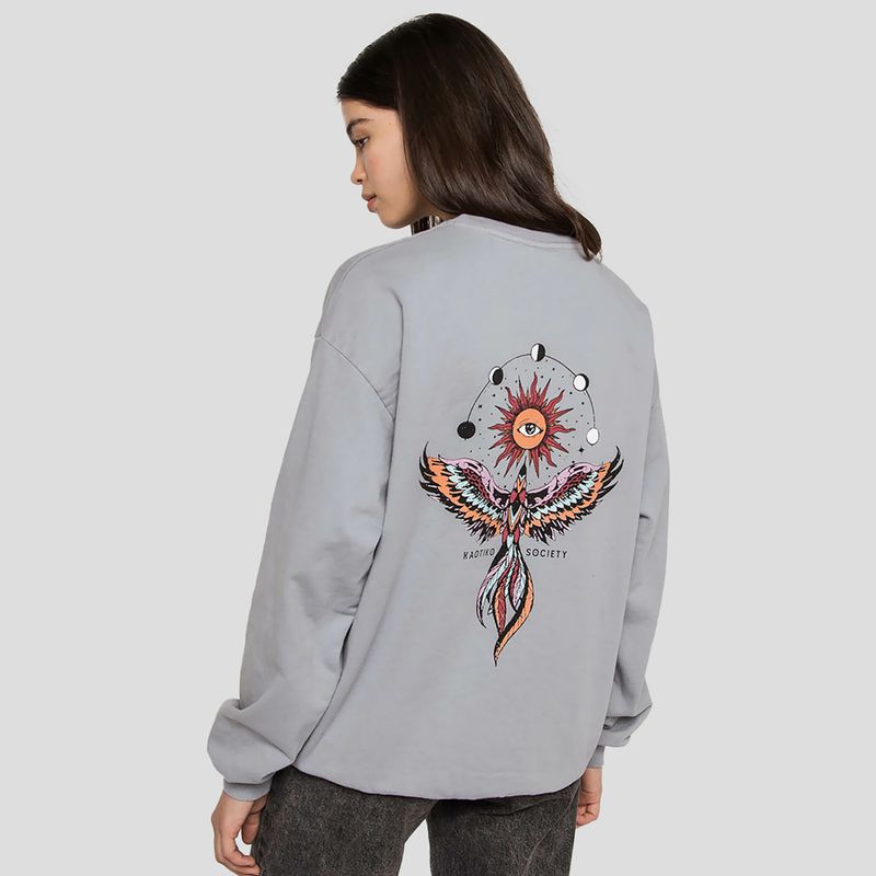 Bluza damska Kaotiko Washed Phoenix pale blue 2