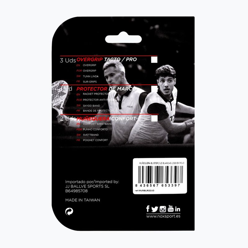 Frotki na nadgarstek NOX Wristband with Logo 2 szt. white/red 2