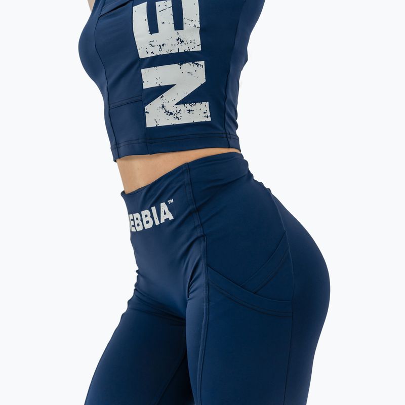 Spodenki treningowe damskie NEBBIA High Waisted Biker 10″ Gym Therapy dark blue 5