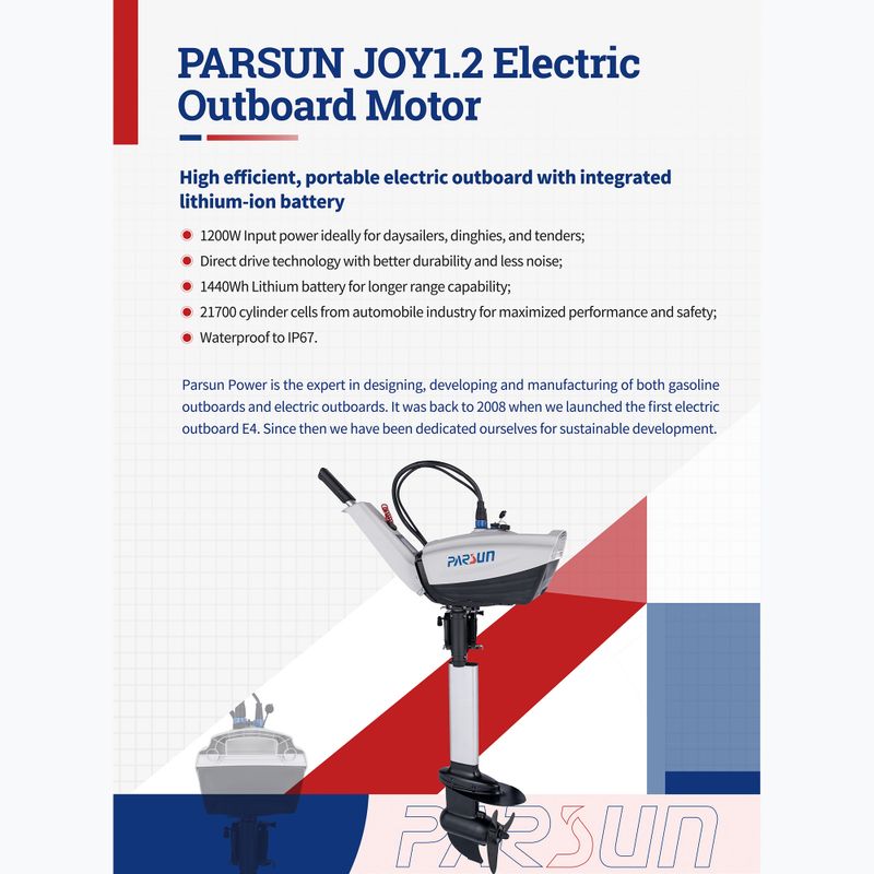 Silnik elektryczny Parsun Joy 1.2 S z akumlatorem white 2