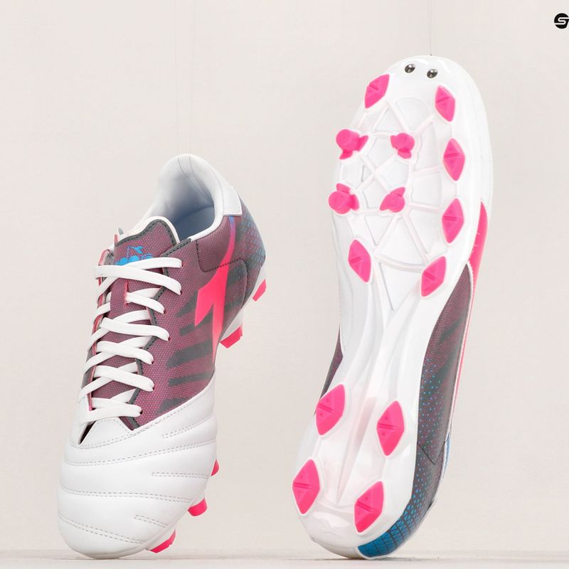 Buty piłkarskie męskie Diadora Brasil Elite Veloce GR LPU white/pink fluo/blue fluo 19