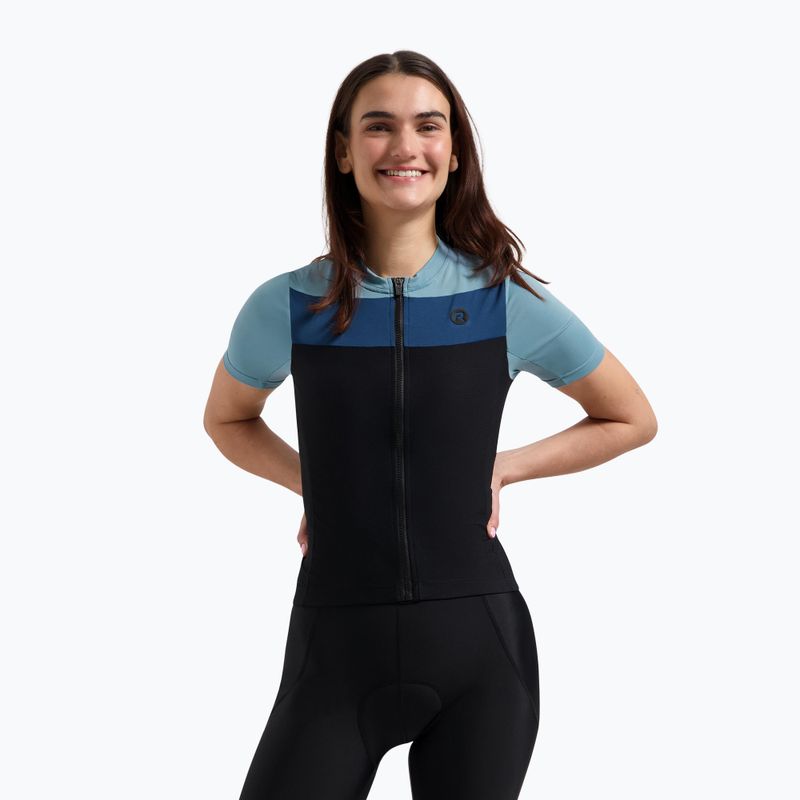 Koszulka rowerowa damska Rogelli Core Block W black/blue/dark blue