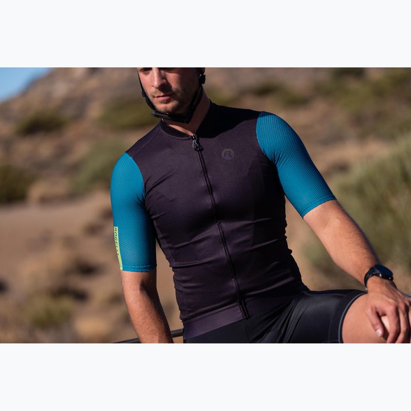 Koszulka rowerowa męska Rogelli Fast black/teal/green 10