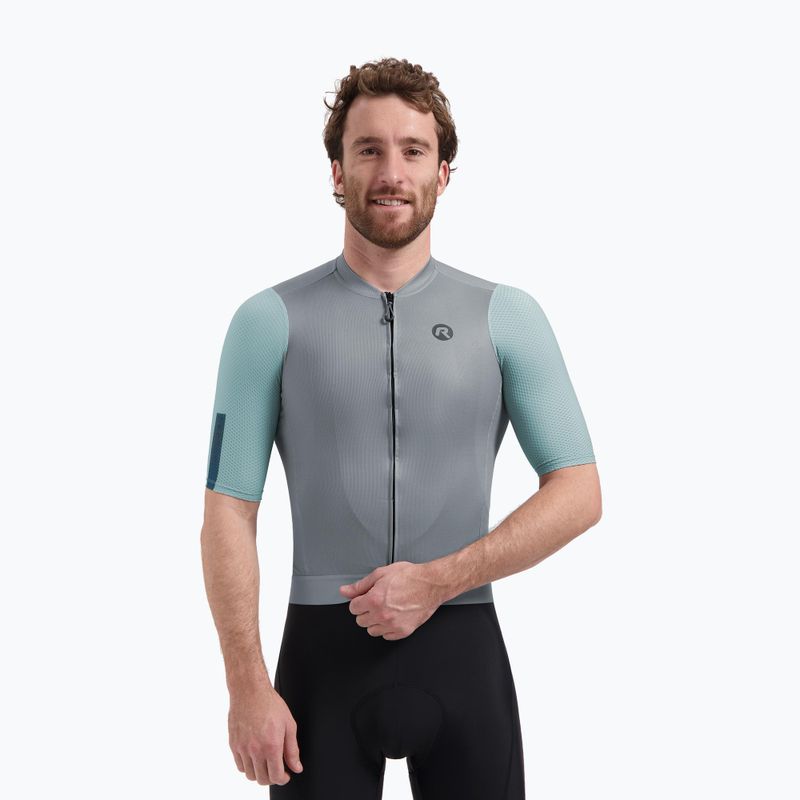 Koszulka rowerowa męska Rogelli Fast grey/dusty teal/teal