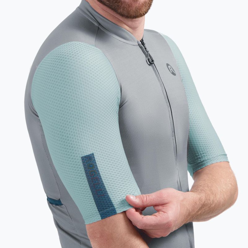 Koszulka rowerowa męska Rogelli Fast grey/dusty teal/teal 3