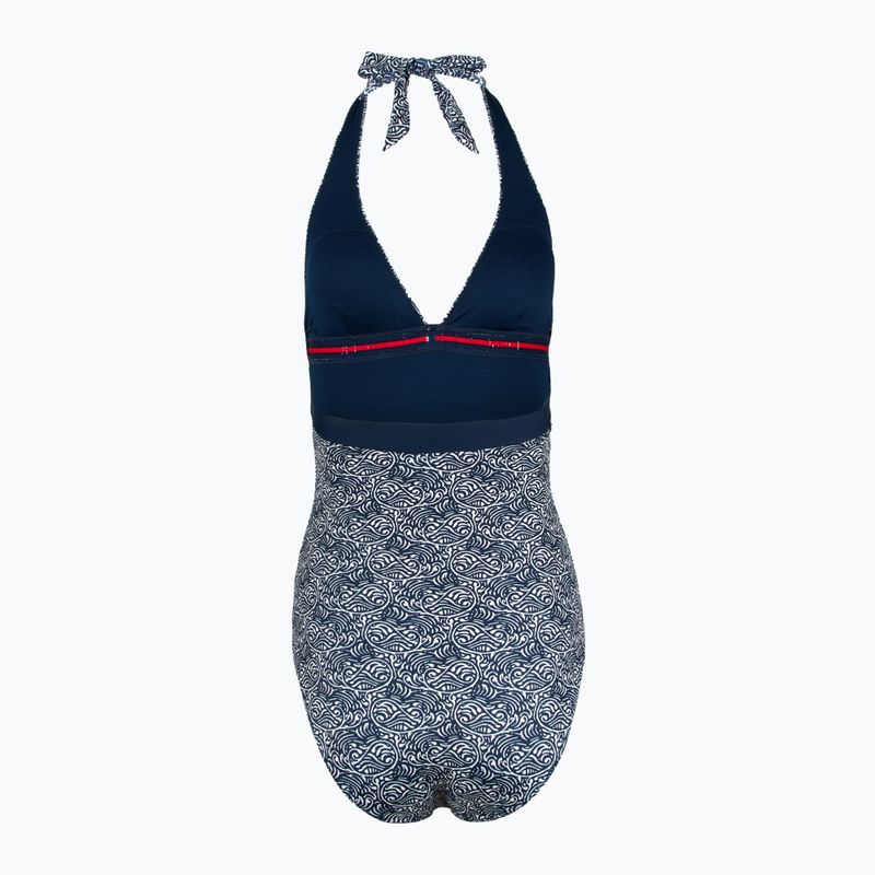 Strój kąpielowy jednoczęściowy damski Tommy Hilfiger Halter One Piece Rp Print illustrated wave dark night navy 2