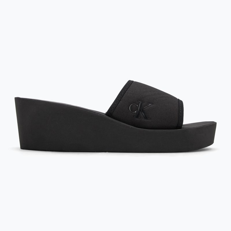 Klapki damskie Calvin Klein YW0YW01725 Beach Wedge Slide Canvas triple black 2