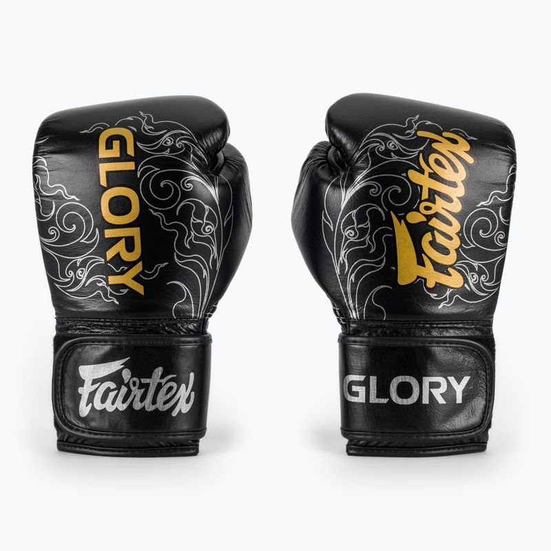 Rękawice bokserskie Fairtex Glory Kickboxing Competition Training Boxing black/silver 2
