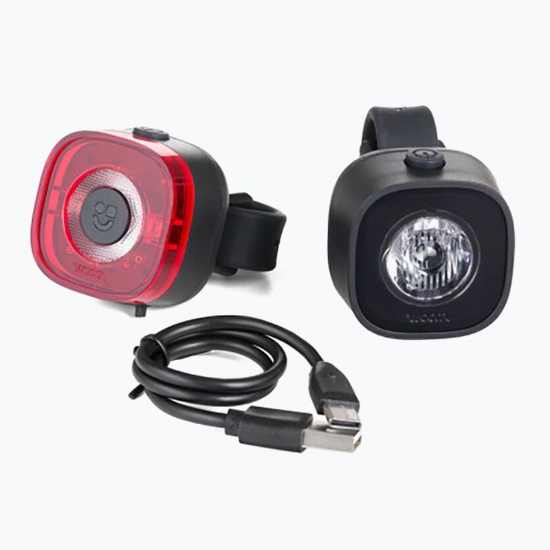 Zestaw lampek rowerowych woom Beam black