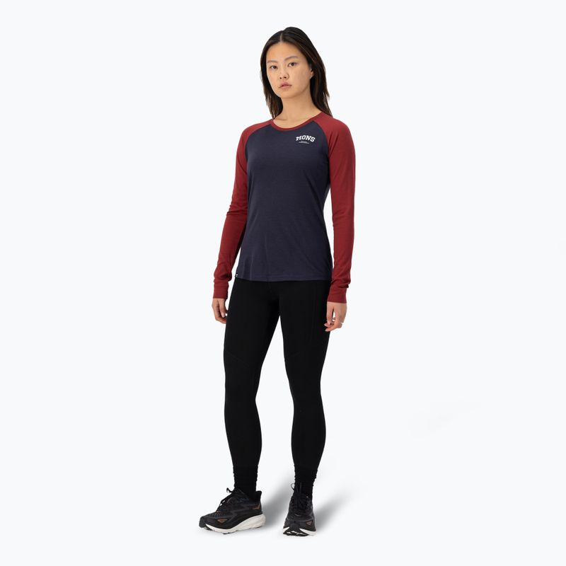 Bluza termoaktywna damska Mons Royale Icon Raglan cherry/ 9 iron 2