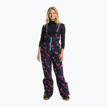 Spodnie snowboardowe damskie ROXY X Rowley Insulated Bib true black darkreds floral