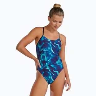 Strój pływacki jednoczęściowy damski Tyr Durafast Elite Waveform Cutoutfit blue/green
