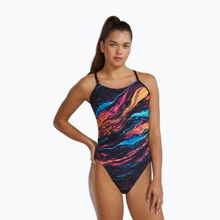 Strój pływacki jednoczęściowy damski Tyr Durafast Elite Magmata Cutoutfit gold/multi/rainbow