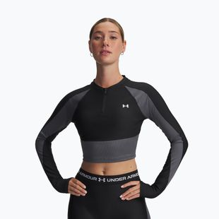 Longsleeve treningowy damski Under Armour HeatGear Rib 1/4 Zip black/castlerock/white