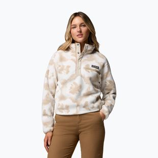 Bluza polarowa damska Columbia Helvetia II Printed Cropped Half Snap seasalt/sprayflower