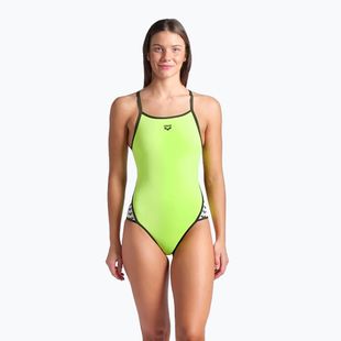 Strój pływacki jednoczęściowy damski arena Icons Super Fly Back Solid artic lime/dark sage