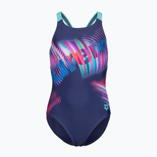 Strój pływacki jednoczęściowy dziecięcy arena Lit Logo V Back L navy/water