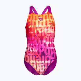 Strój pływacki jednoczęściowy dziecięcy arena Multi Colours V Back pink multi/very fuchsia