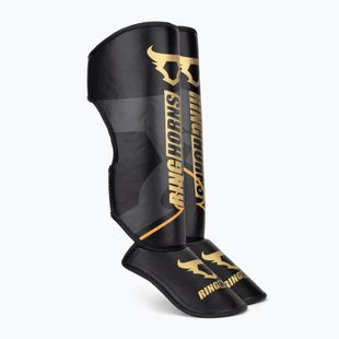 Ochraniacze piszczeli i stóp Venum Ringhorns Charger Shin black/gold