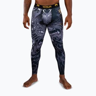 Legginsy treningowe męskie Venum Wolf Atak Spats black/grey