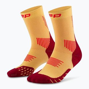 Skarpety kompresyjne damskie CEP Run Mid Cut 5.0 marigold/burgundy