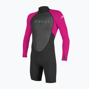 Pianka do pływania dziecięca O'Neill Youth Reactor-2 2mm Back Zip LS Spring black/berry