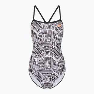 Strój pływacki jednoczęściowy damski ZONE3 Kona Speed Strap Back tribal print/black/ white/orange