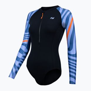 Strój pływacki jednoczęściowy damski ZONE3 OWS Renew black/multi blue