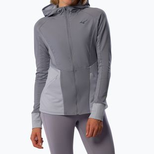 Kurtka do biegania damska Mizuno Active Warm Hybrid Full Zip Hooded quicksilver