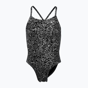 Strój pływacki jednoczęściowy dziecięcy Nike Hydrastrong Charms Multi Print Lace Up Back black