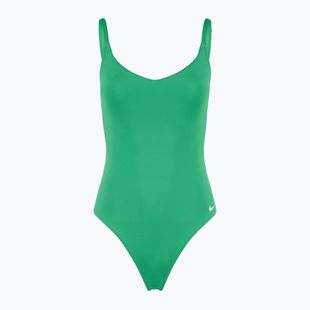 Strój pływacki jednoczęściowy damski Nike Essential V-Neck stadium green