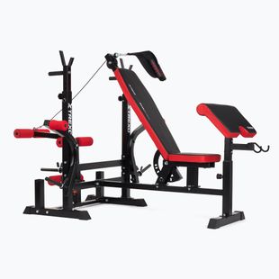 Ławka treningowa XTREXO BenchFit Max ze stojakiem i modlitewnikiem czarny