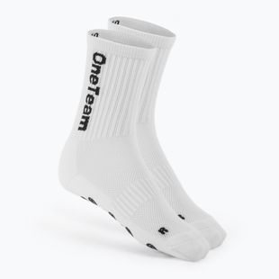 Skarpety piłkarskie dziecięce OneTeam Precision Grip antypoślizgowe 2-pack biały
