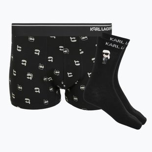 Zestaw bokserki + skarpety męskie KARL LAGERFELD Ikon Trunk aop karl dot black
