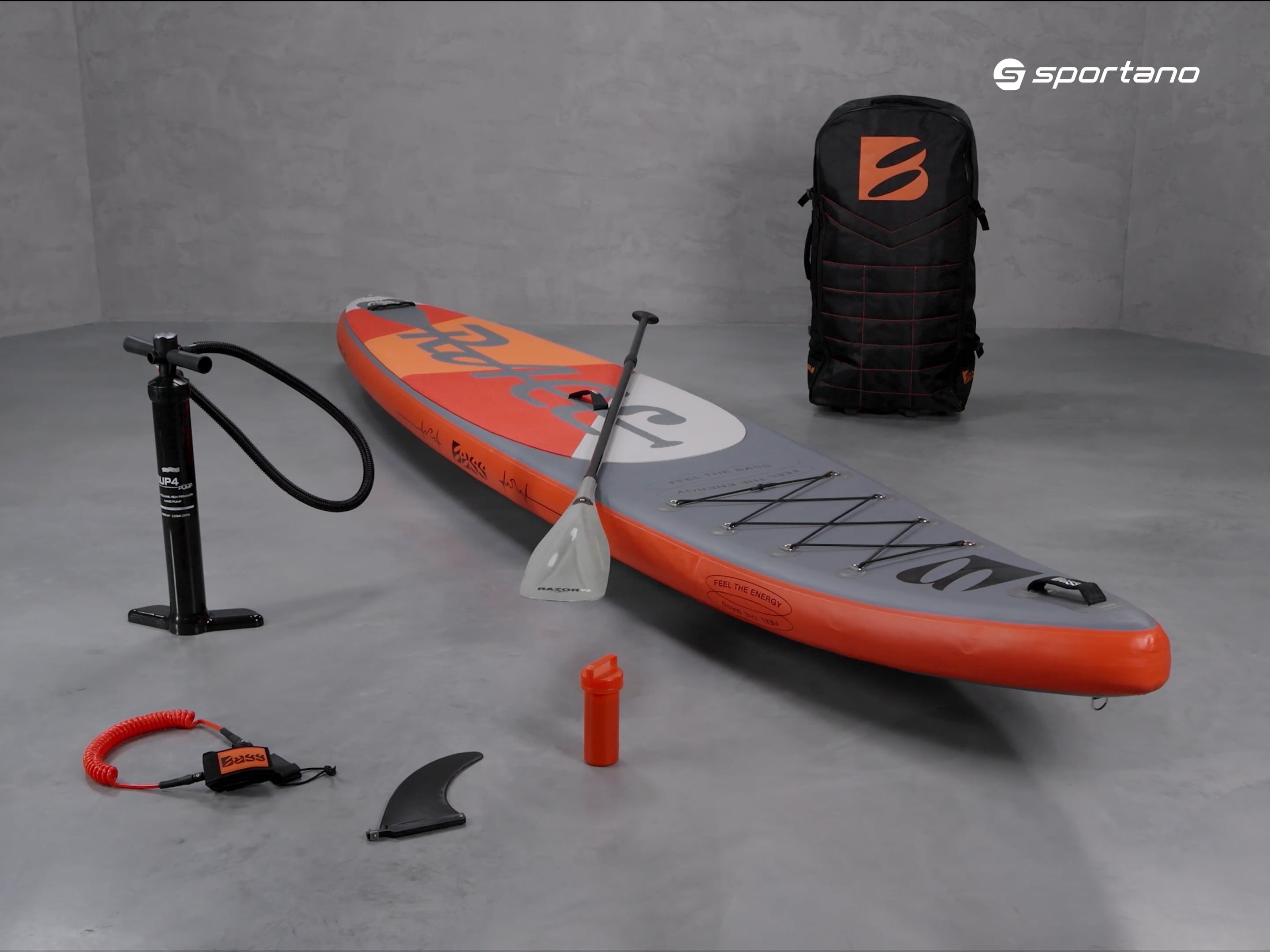 Zestaw deska SUP pompowana Bass Race Pro 12'6'' szara