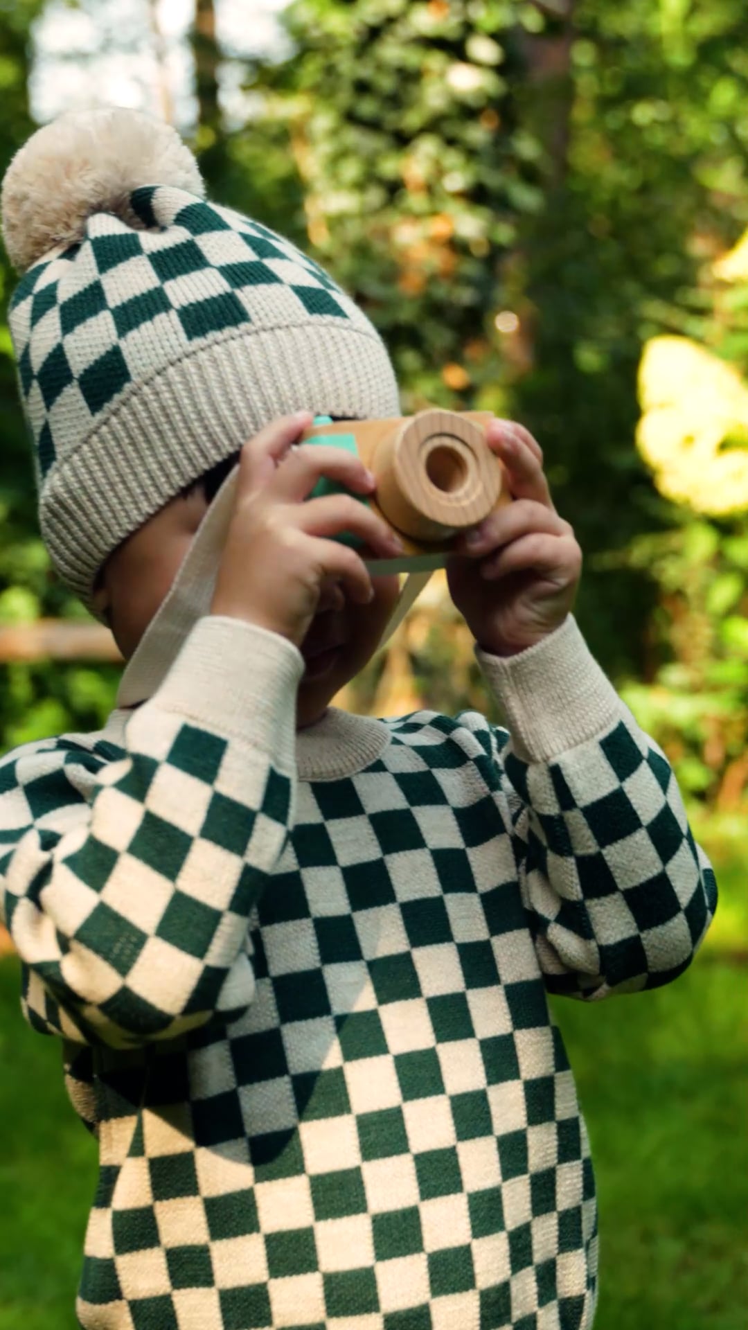 Spodnie dziecięce KID STORY Merino green chessboard
