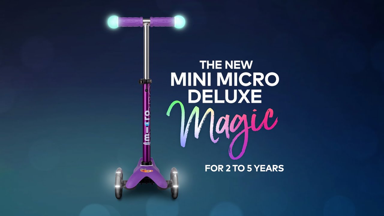 Hulajnoga trójkołowa dziecięca Micro Mini Deluxe Magic LED aqua